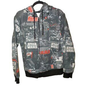 Star Wars Lucas Film Full Zip Hoodie Sweatshirt Jacket Large Gray Black Red
